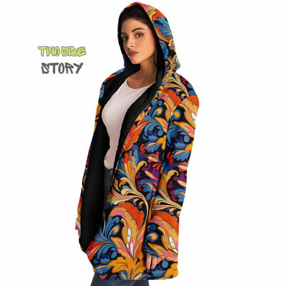 Micro-fleece Psychedelic Paisley Print Hooded Cloak,Festival Rave Party Wear EDM Festival Cape, Psychedelic Cape,Men's Rave Cape,Psy Clothes