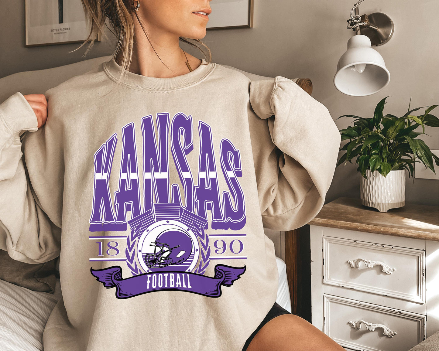 Kansas Football Sweatshirt, Vintage Kansas Crewneck, Retro Kansas Sweatshirt, Kansas Varsity Sweatshirt, Kansas Long Sleeve