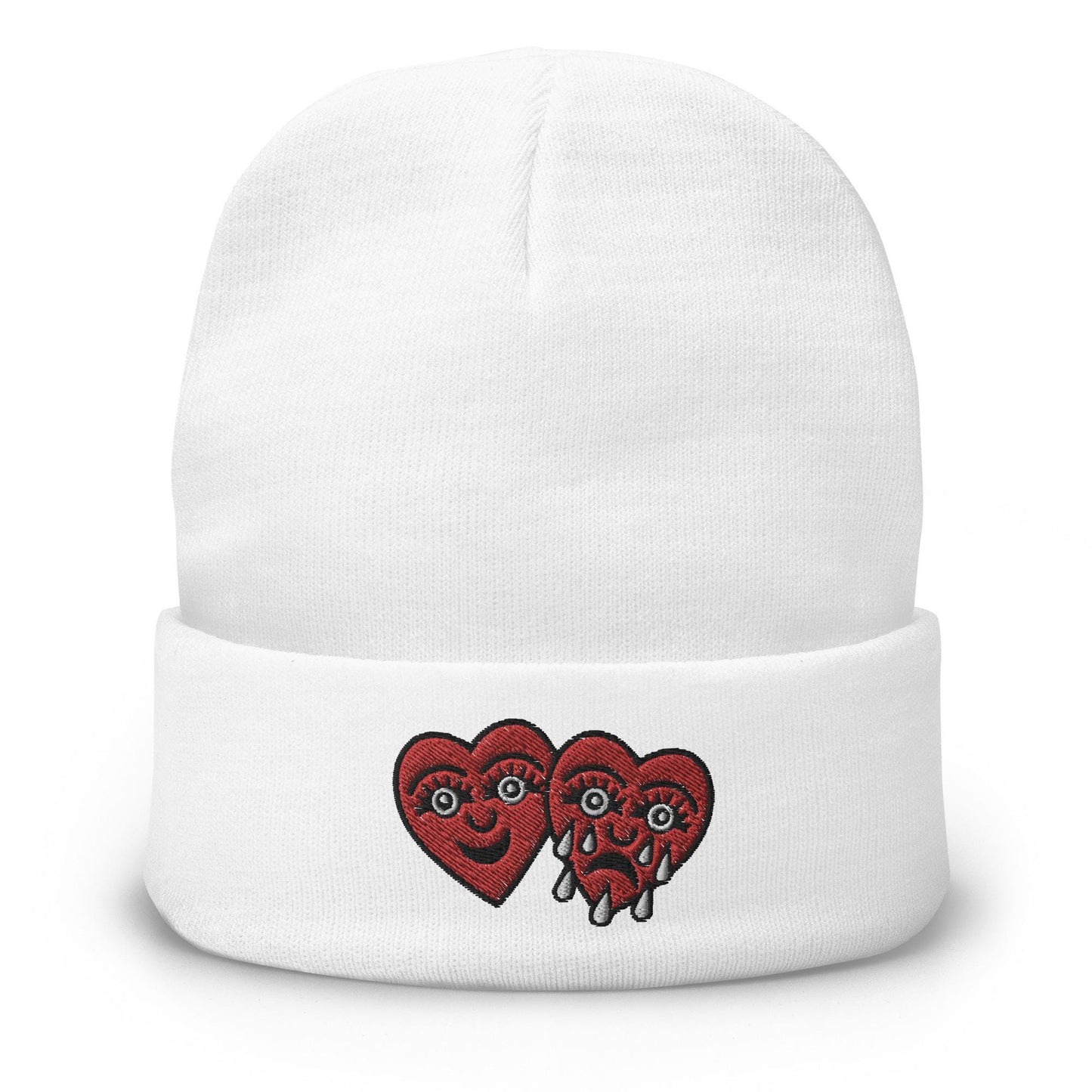 Laugh Now Cry Later, Traditional Tattoo Beanie, Tattoo Inspired Clothing, Embroidered Beanie, Heart Beanie, Weeping Heart Tattoo