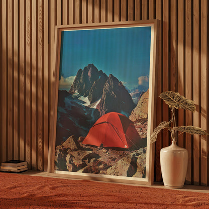 Vintage Mountaineering Advertisement Photo Poster Retro Outdoor Tent Camping Print 1980s Hiking Magazine Art Rock Climbing Summiting Poster
