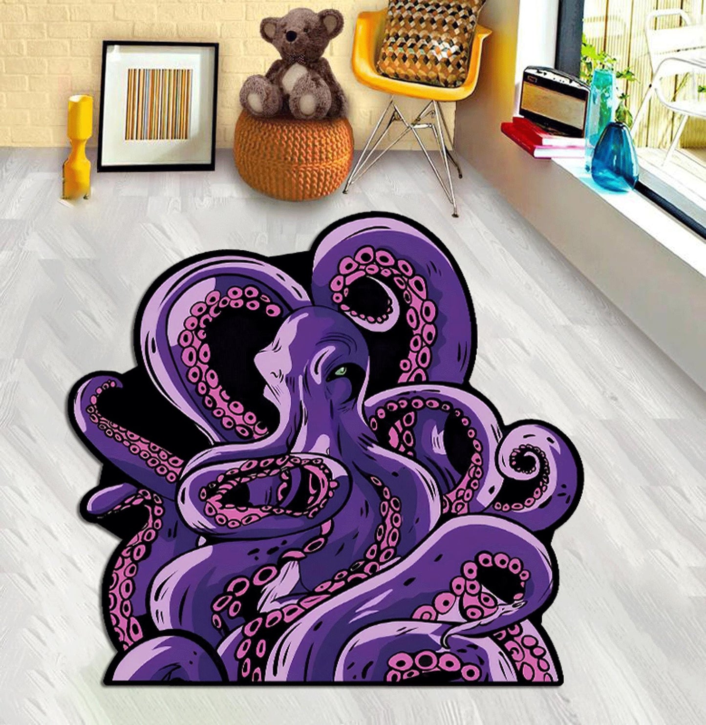 Octopus rug,Octopus decor,Purple Octopus,Green Octopus,Blue Octopus,Octopus Sea Personalized Area Rug,Sea Lover Gift, Custom rug, Home decor
