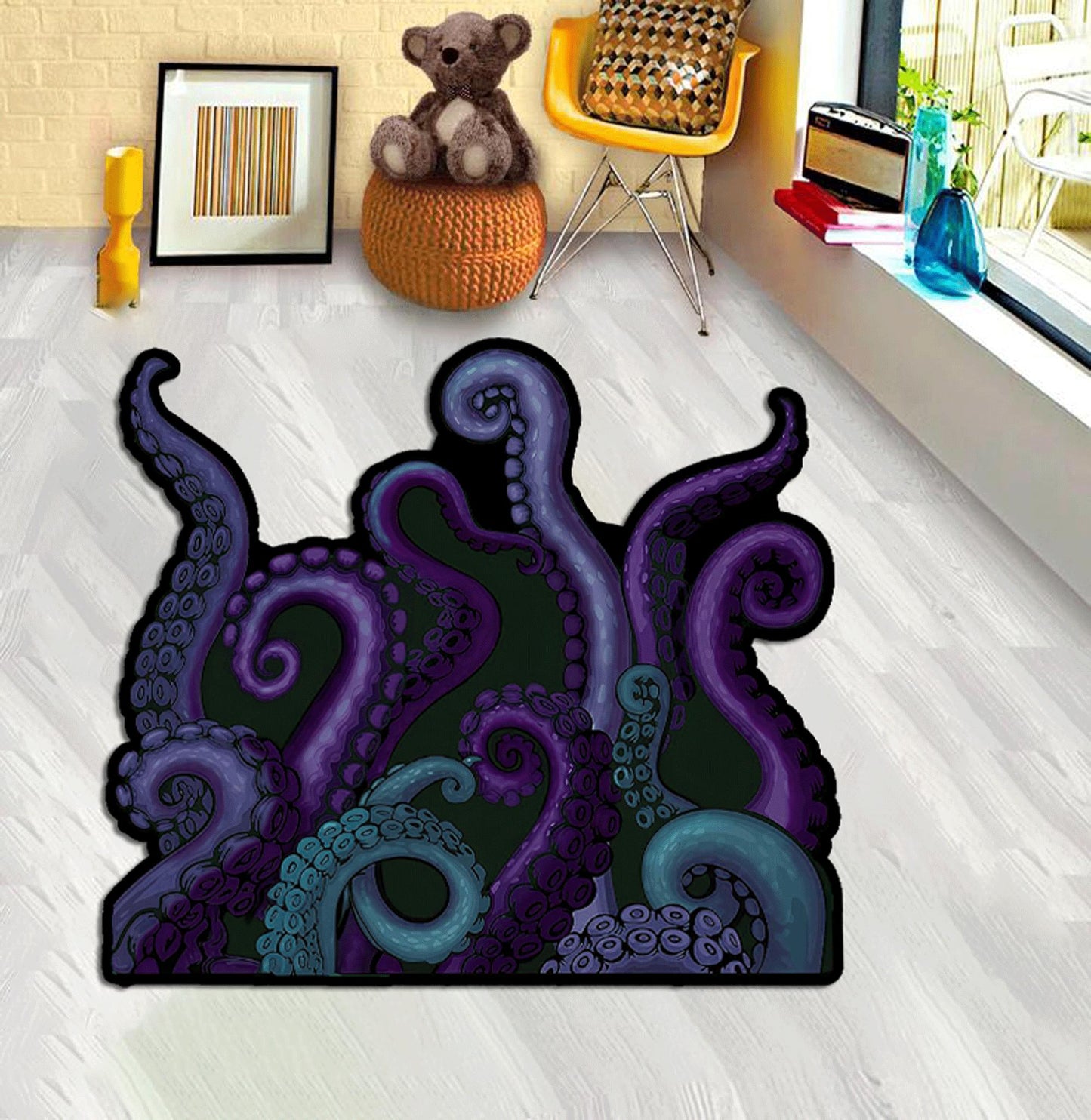Octopus rug,Octopus decor,Purple Octopus,Green Octopus,Blue Octopus,Octopus Sea Personalized Area Rug,Sea Lover Gift, Custom rug, Home decor