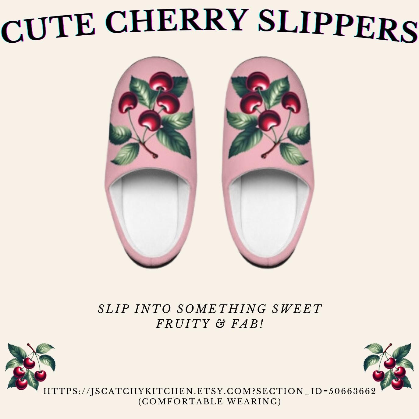 Cherryinspired Women'sSlippers Fruit Cherry Slippers Cherryfruit Houseshoes Slippers On BlushRose Pink PinkBackground Roseful Pink