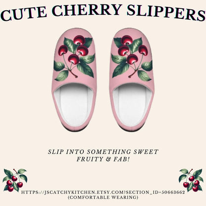 Cherryinspired Women'sSlippers Fruit Cherry Slippers Cherryfruit Houseshoes Slippers On BlushRose Pink PinkBackground Roseful Pink