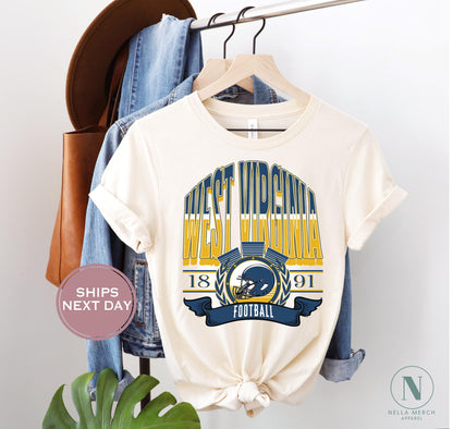Retro West Virginia Football Shirt, Vintage West Virginia Football Tee, Morgantown West Virginia T-Shirt, College Football Shirt