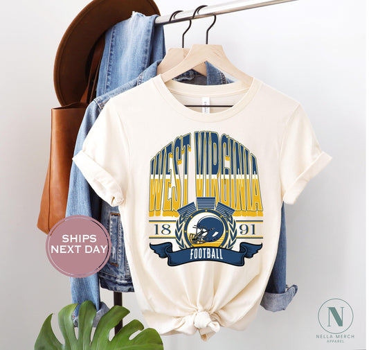 Retro West Virginia Football Shirt, Vintage West Virginia Football Tee, Morgantown West Virginia T-Shirt, College Football Shirt