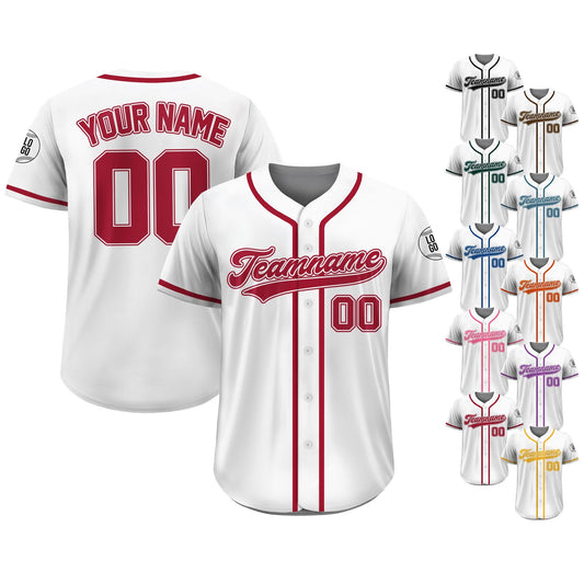 Custom Team Name Number Logo Baseball Jersey Shirt, Personalized Baseball Jersey For Adult Kid, Red White Baseball Jersey Custom Shirt