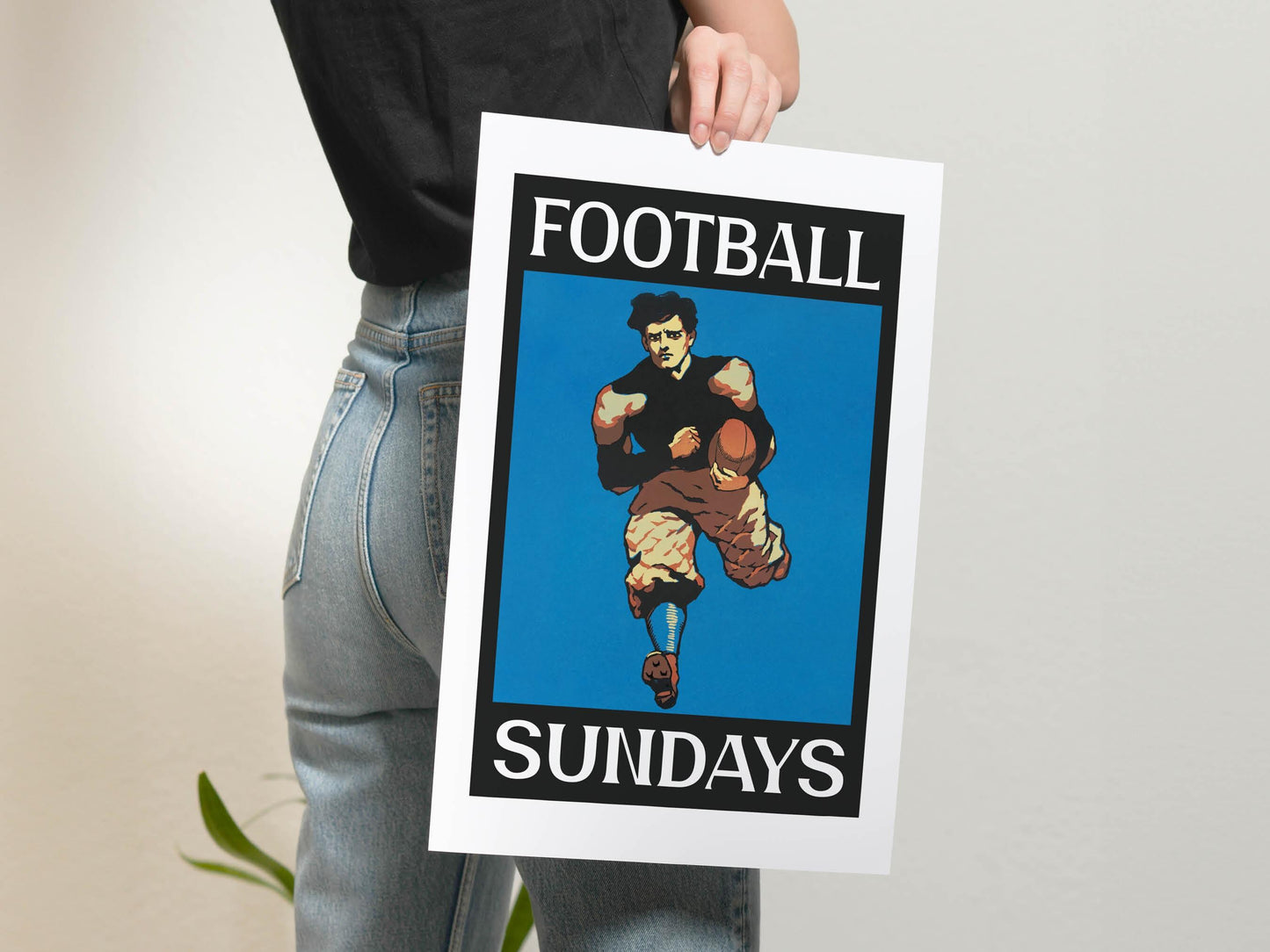 Football Sundays Print Retro Football Art Football Gift for Dad Retro Sports Poster Football Wall Decor Football Gift America USA