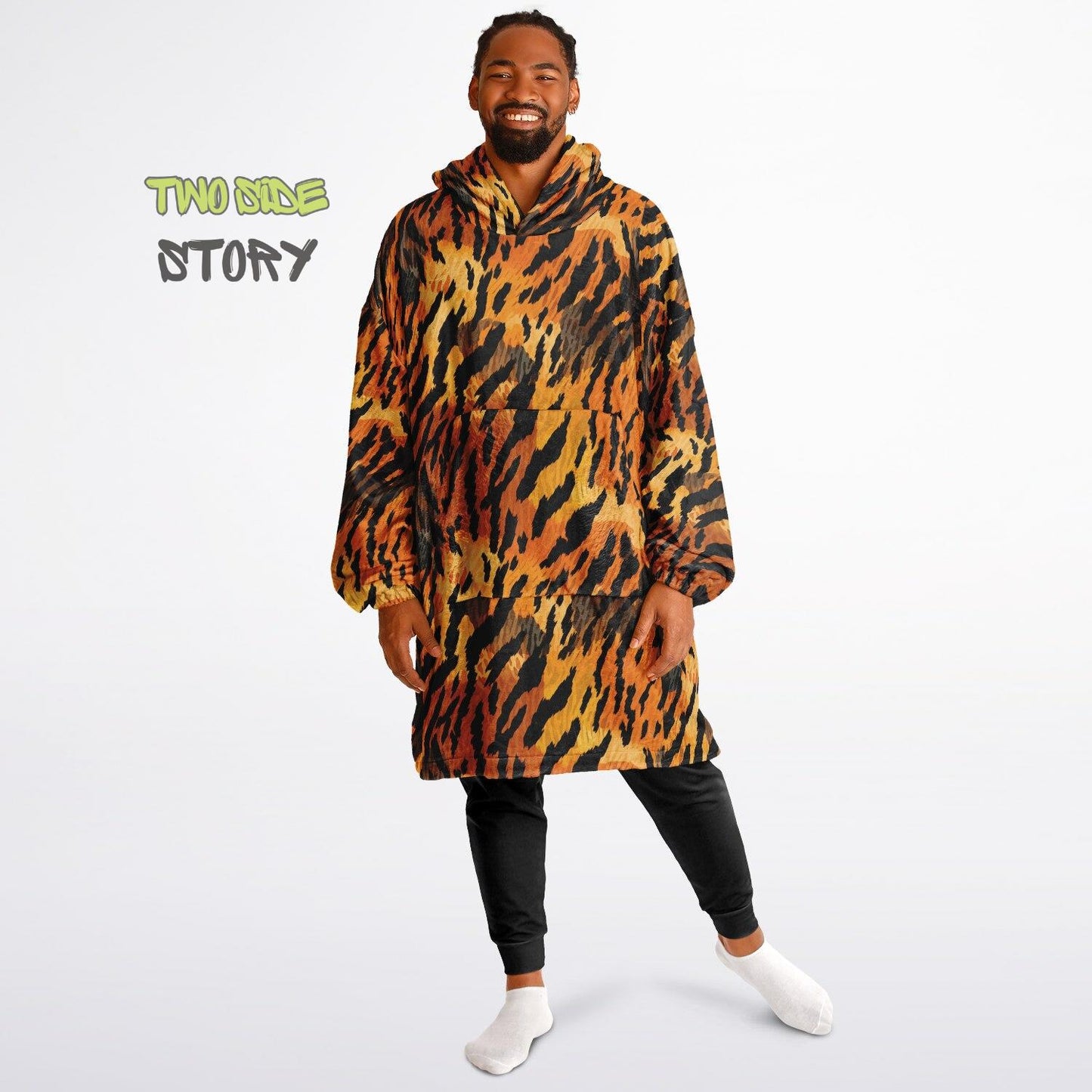 Unisex Animal Print Snug Hoodie,Tiger Print Hooded Blanket,Blanket with Sleeves,Lounge Wear,Unique Gifts,Novelty Gifts, Christmas Gift