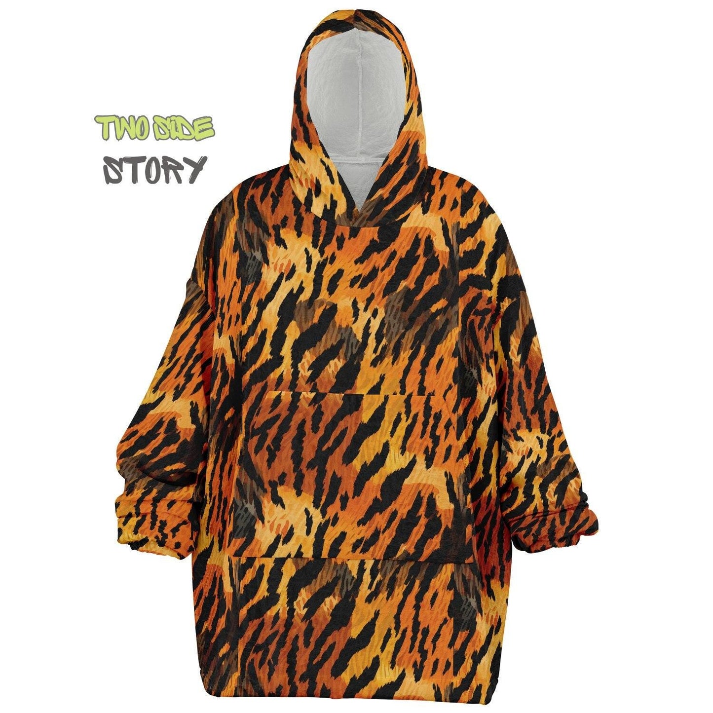 Unisex Animal Print Snug Hoodie,Tiger Print Hooded Blanket,Blanket with Sleeves,Lounge Wear,Unique Gifts,Novelty Gifts, Christmas Gift