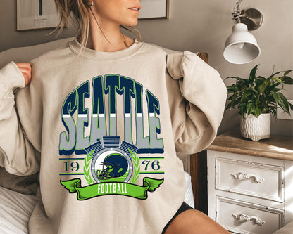 Seattle Football Sweatshirt, Vintage Seattle Crewneck, Retro Seattle Sweatshirt, Seattle Varsity Sweatshirt, Seattle Long Sleeve