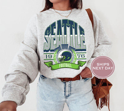 Seattle Football Sweatshirt, Vintage Seattle Crewneck, Retro Seattle Sweatshirt, Seattle Varsity Sweatshirt, Seattle Long Sleeve