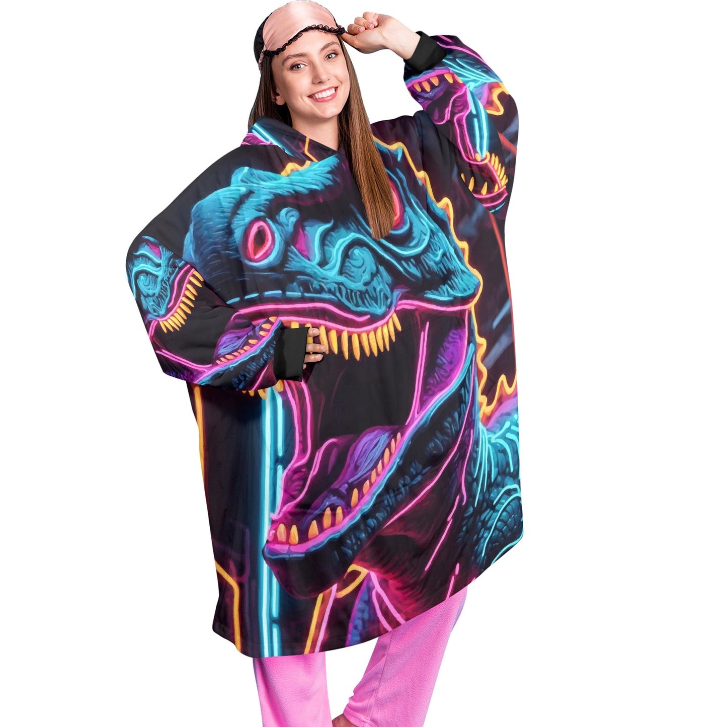 Dinosaur Cartoon Blanket Hoodie Personalized Fleece Loungewear