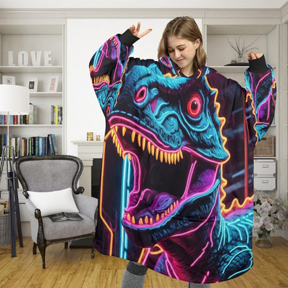 Dinosaur Cartoon Blanket Hoodie Personalized Fleece Loungewear