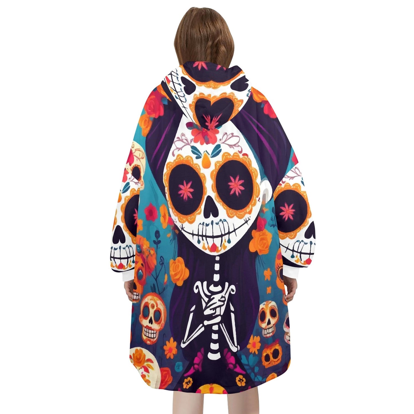 Calavera Blanket Hoodie Personalized Día De Los Muertos Blanket