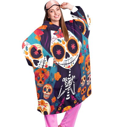 Calavera Blanket Hoodie Personalized Día De Los Muertos Blanket