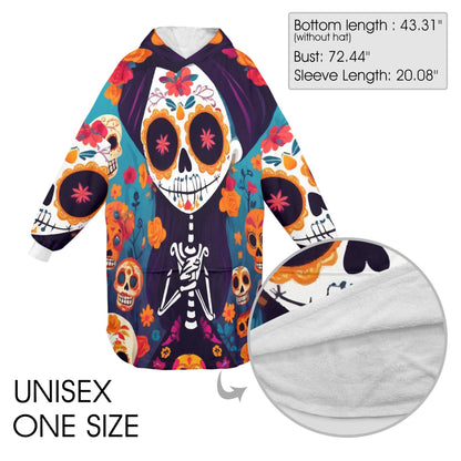 Calavera Blanket Hoodie Personalized Día De Los Muertos Blanket