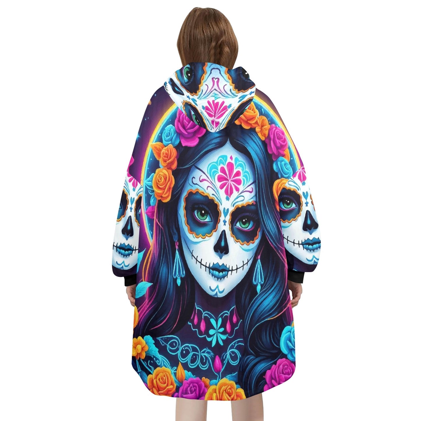 Calavera Blanket Hoodie Día De Los Muertos Chicano Art