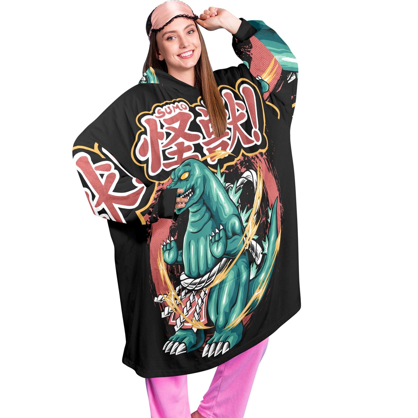Godzilla Blanket Hoodie Personalized Kaiju Fleece Lounger