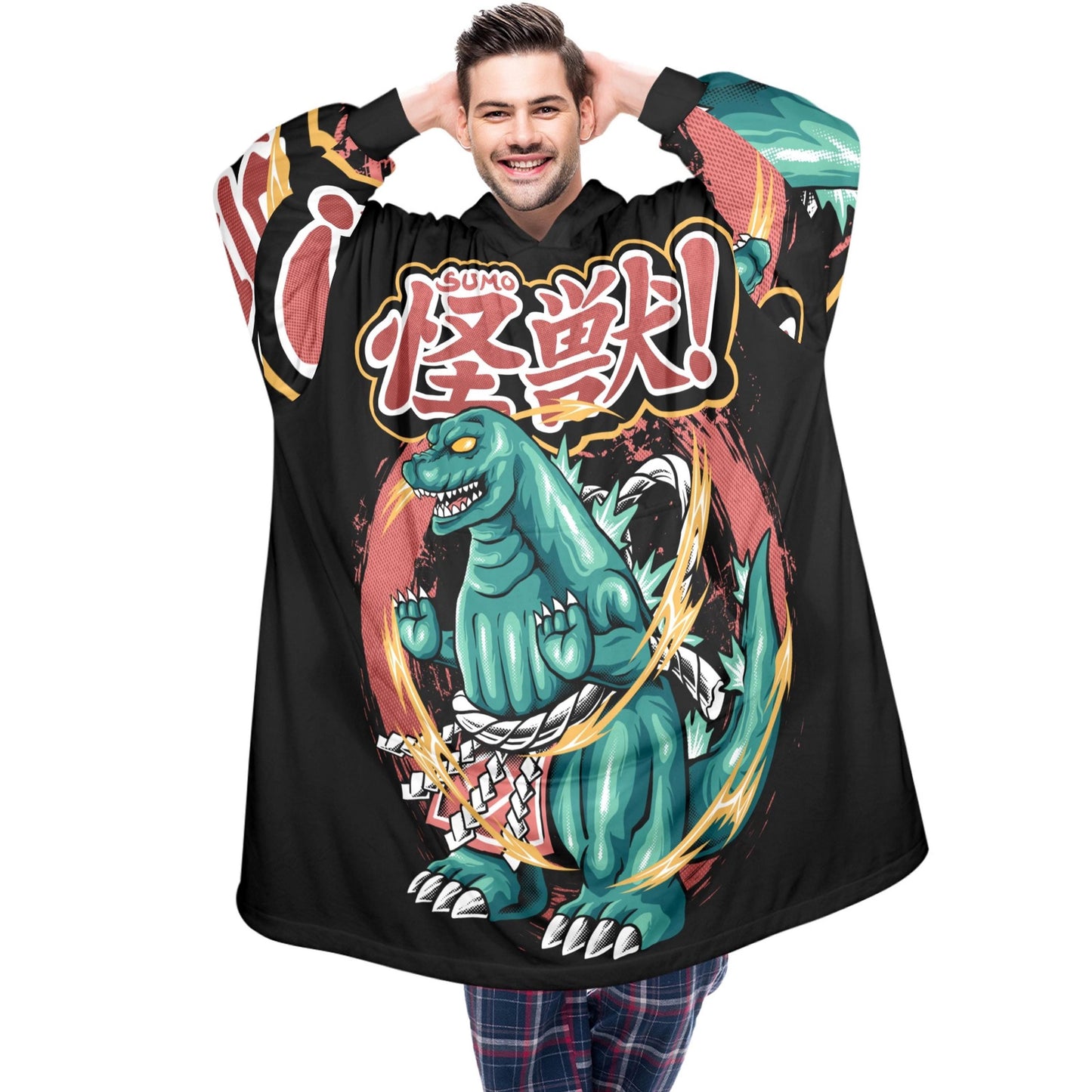 Godzilla Blanket Hoodie Personalized Kaiju Fleece Lounger