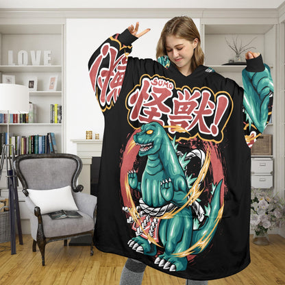 Godzilla Blanket Hoodie Personalized Kaiju Fleece Lounger