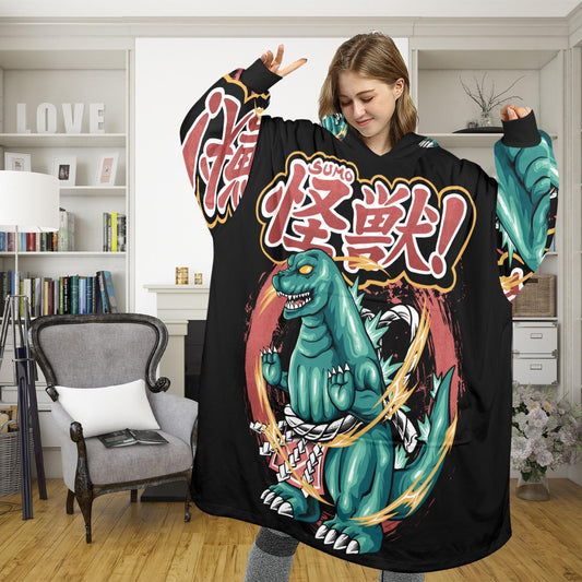 Godzilla Blanket Hoodie Personalized Kaiju Fleece Lounger