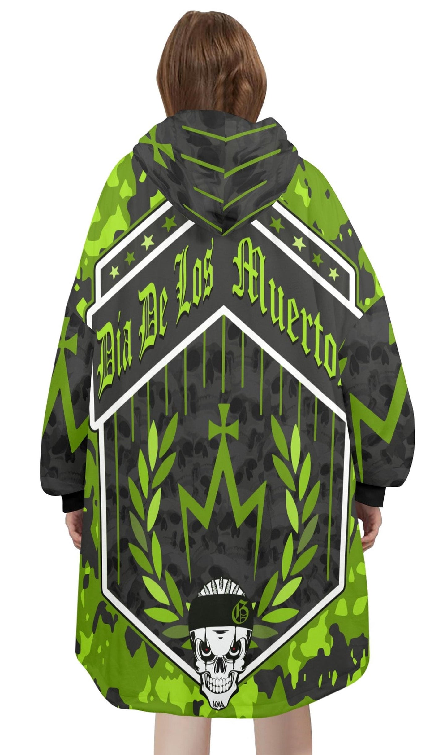 Día De Los Muertos Art Blanket Hoodie Personalized Fleece Loungewear