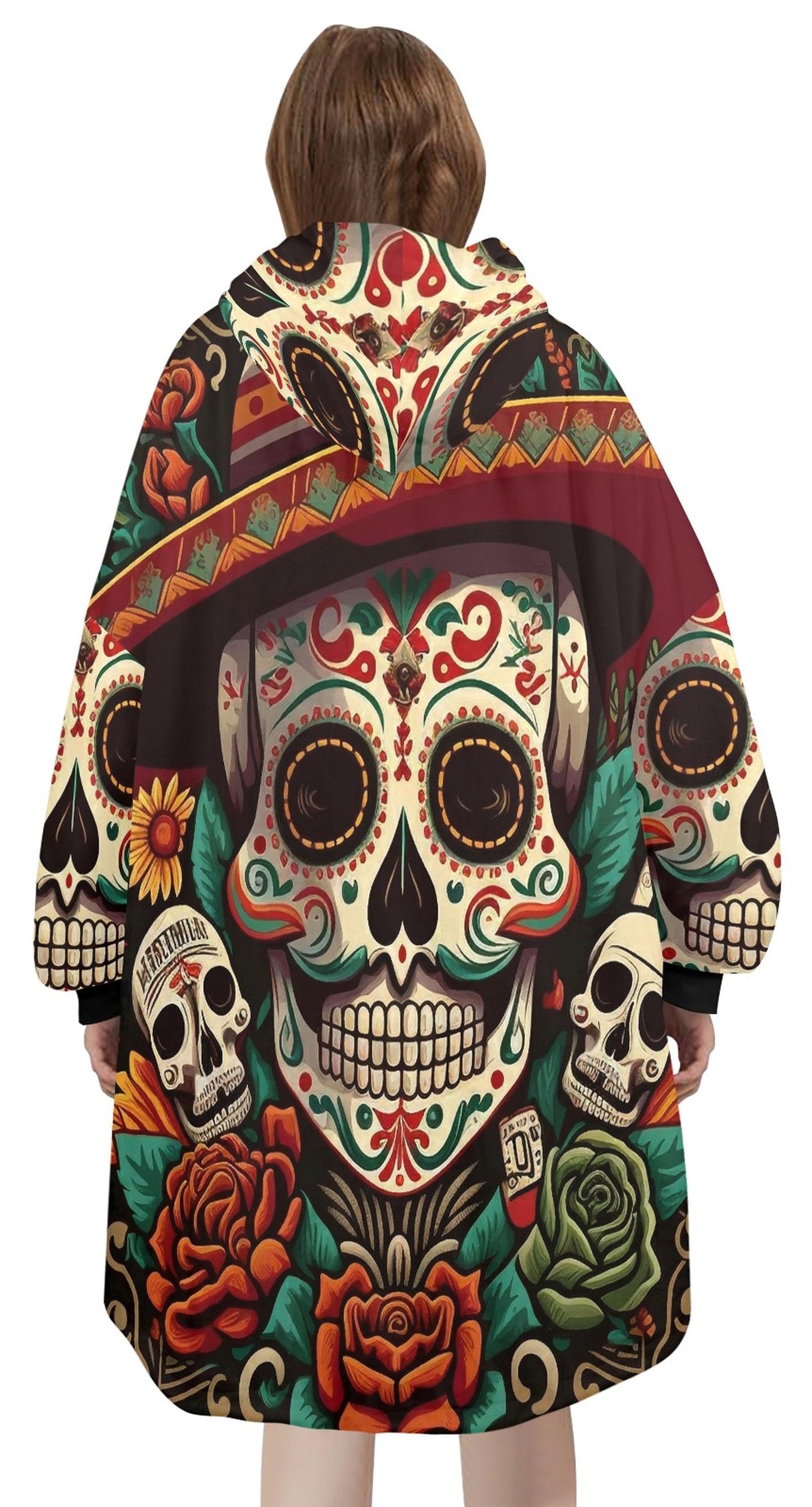 Chicano Sugar Skull Blanket Hoodie Personalized Fleece Loungewear