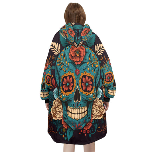 Chicano Sugar Skull Blanket Hoodie Personalized Fleece Loungewear