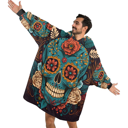 Chicano Sugar Skull Blanket Hoodie Personalized Fleece Loungewear