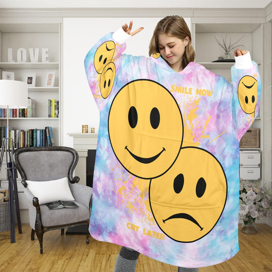 Smile Now Cry Later Blanket Hoodie Oversized Unisex Fleece