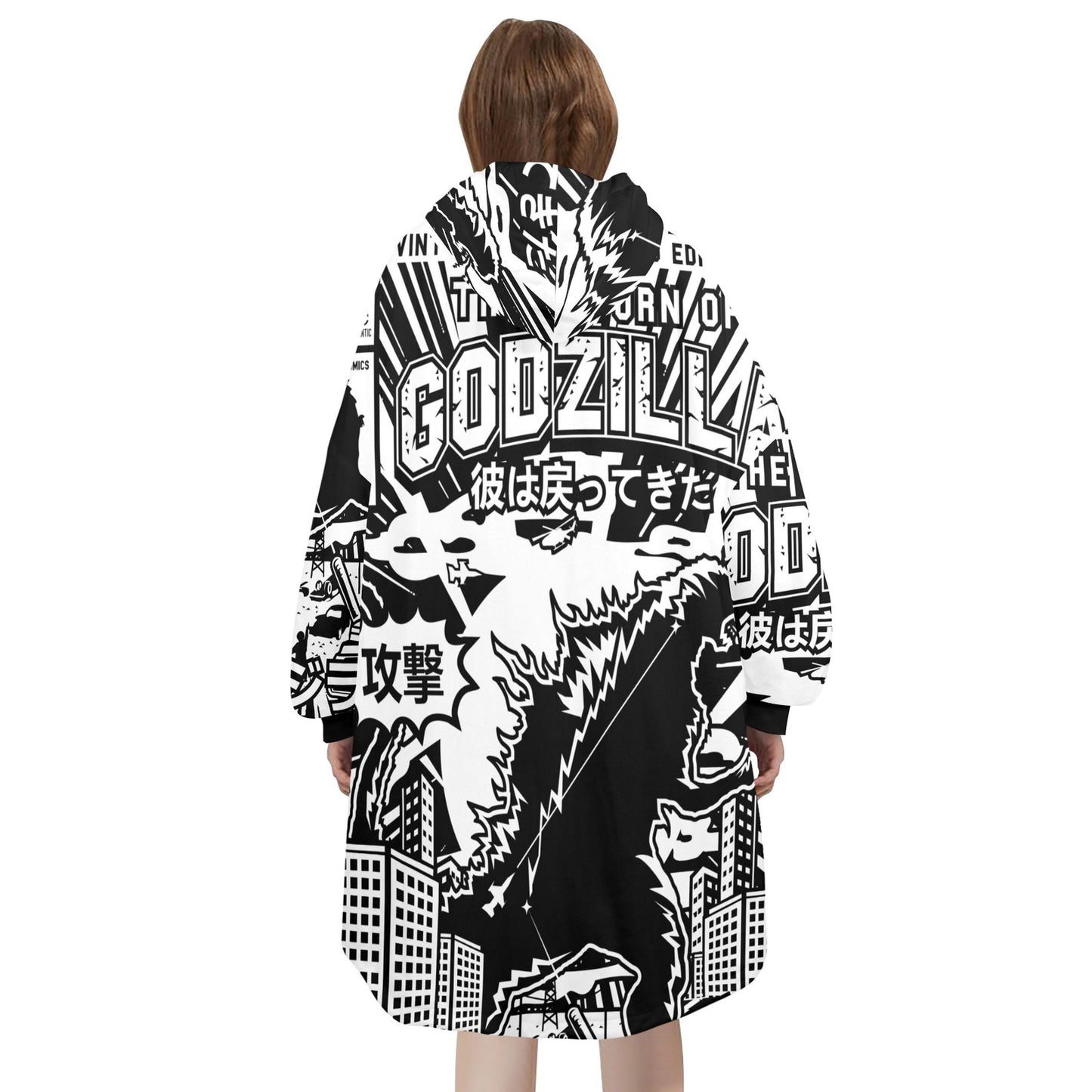 Blanket Hoodie personalized blankets hoodie that is a blanket Retro Godzilla Gojira Kaiju
