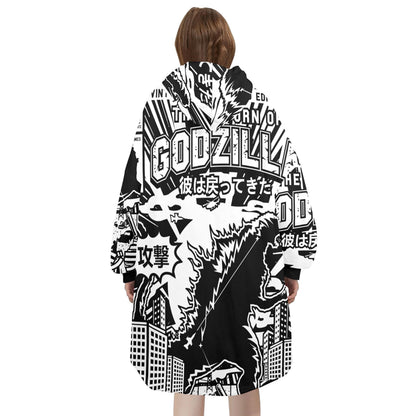 Blanket Hoodie personalized blankets hoodie that is a blanket Retro Godzilla Gojira Kaiju