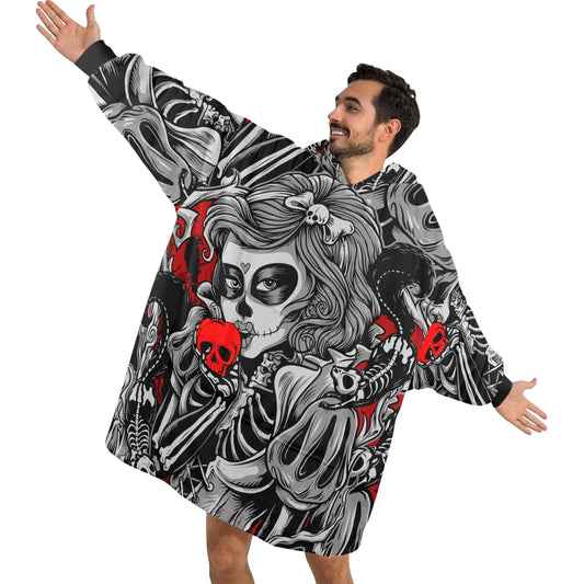 Blanket Hoodie personalized blankets hoodie that is a blanket Comics La Catrina Día De Los Muertos