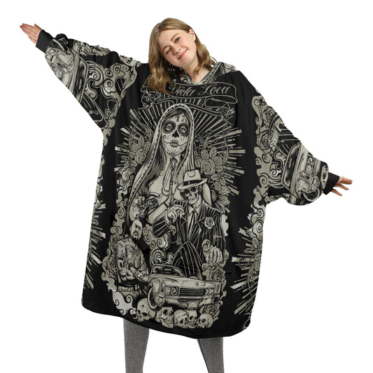 Mi Vida Loca Blanket Hoodie Día De Los Muertos Day of the Dead