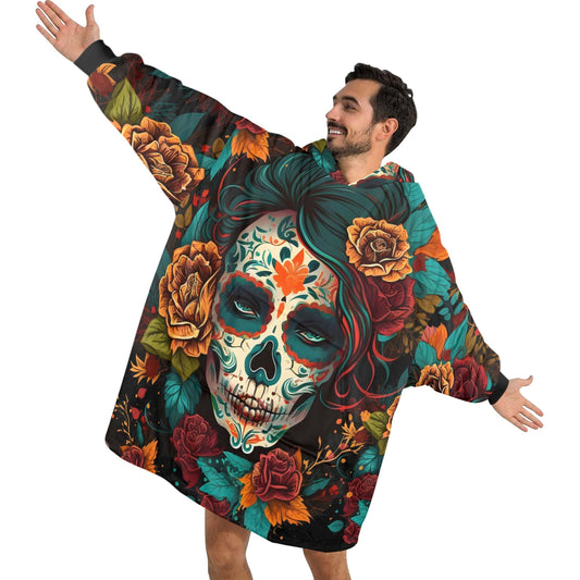Blanket Hoodie personalized blankets hoodie that is a blanket Comics La Catrina Día De Los Muertos Art
