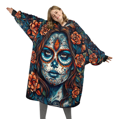 Blanket Hoodie personalized blankets hoodie that is a blanket Comics Calavera Día De Los Muertos Art Chicano