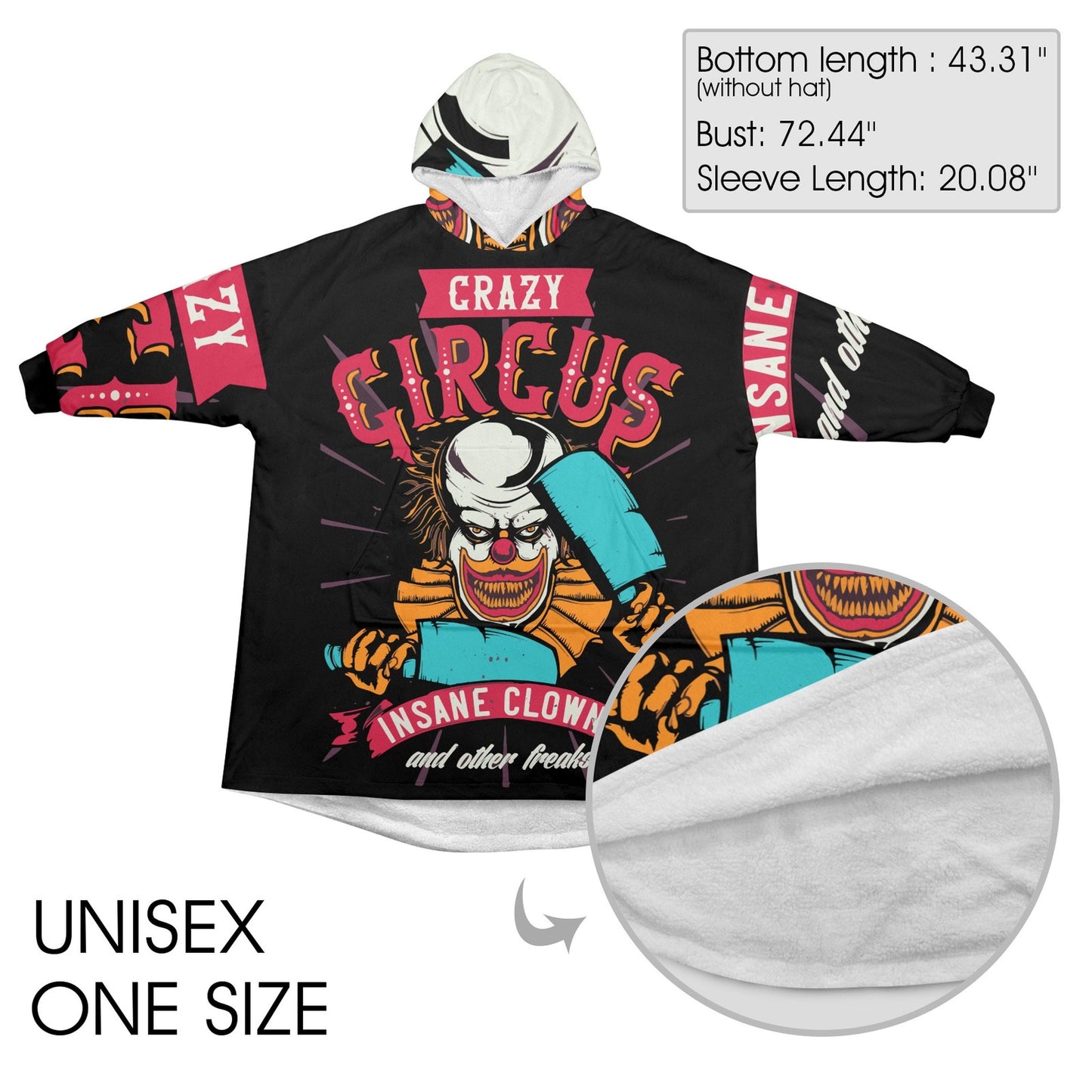 Horror Clown Blanket Hoodie Personalized Halloween Blanket