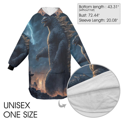 Godzilla Blanket Hoodie Personalized Kaiju Art Fleece Blanket