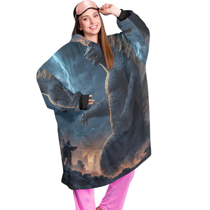 Godzilla Blanket Hoodie Personalized Kaiju Art Fleece Blanket
