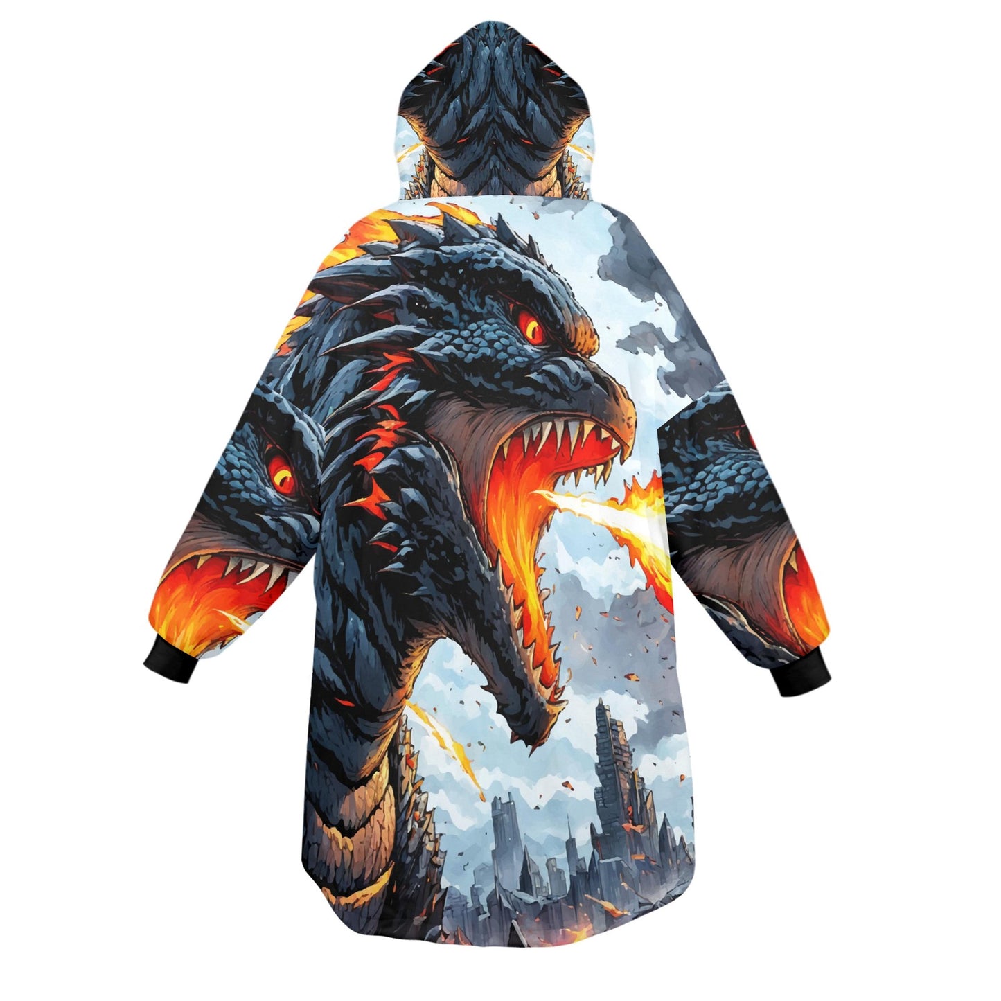 Godzilla Blanket Hoodie Retro Kaiju Monster Cartoon Fleece