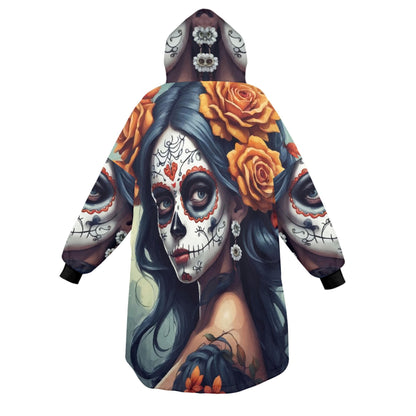 Día De Los Muertos Blanket Hoodie Personalized Chicano Blanket