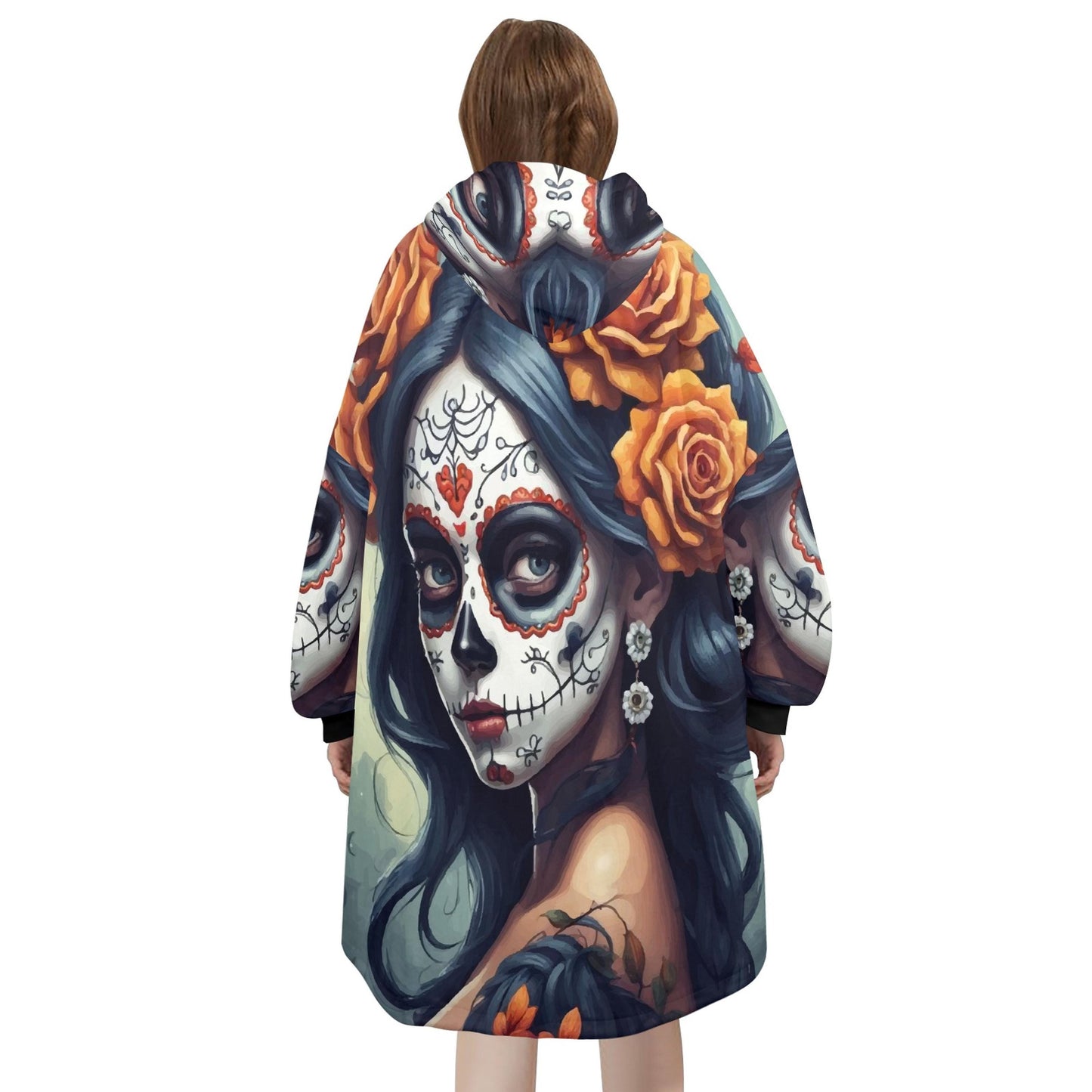 Día De Los Muertos Blanket Hoodie Personalized Chicano Blanket