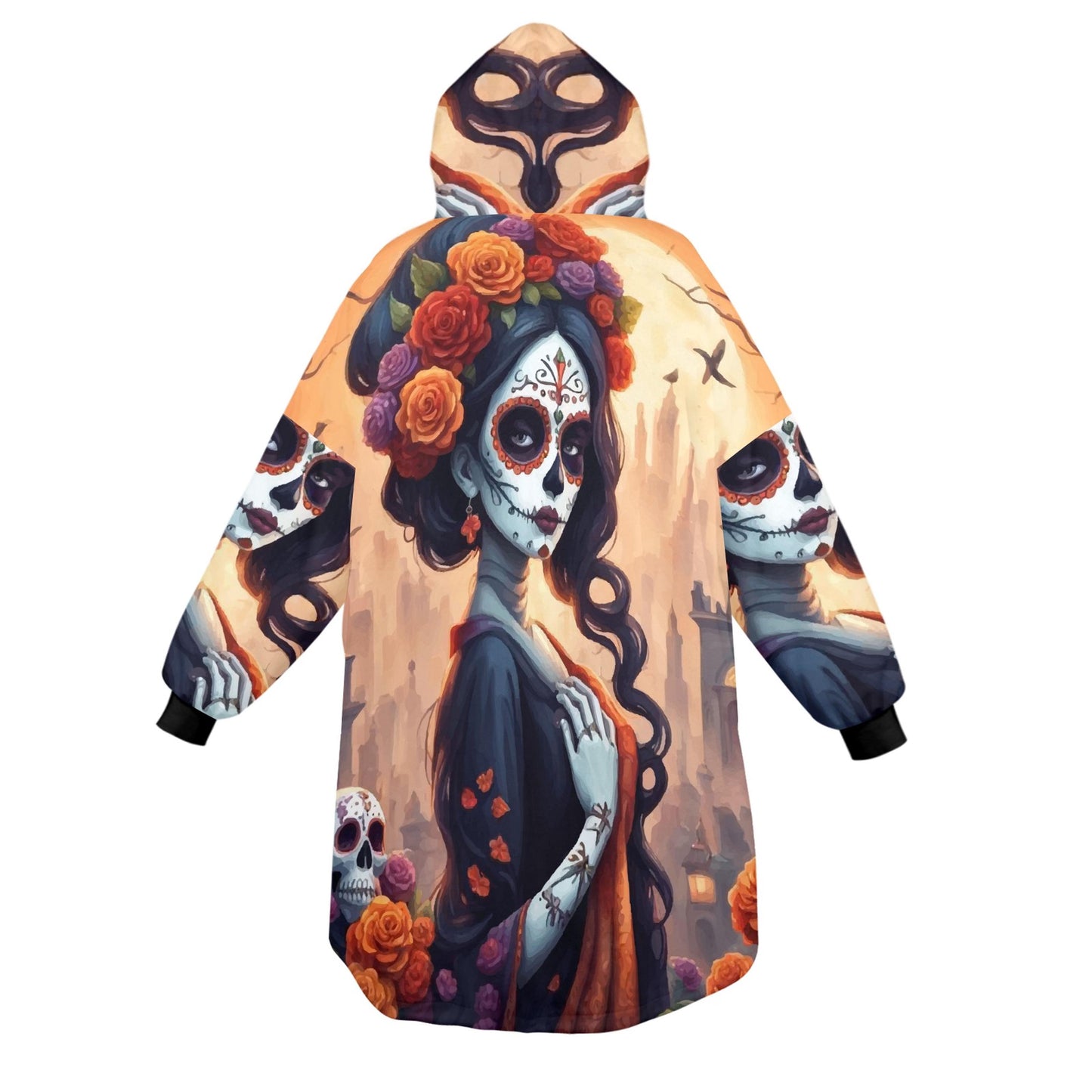 Blanket Hoodie personalized blankets hoodie that is a blanket Mexico Chicano Día De Los Muertos Halloween Horror