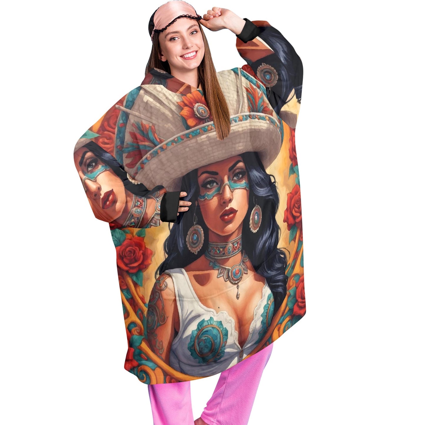 Chingona Blanket Hoodie Personalized Mexican Blanket