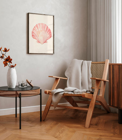 Soft pink seashell print, Beachy room decor, Ocean surf poster, Coastal granddaughter, Beach house, College coconut girl, Preppy dorm decor