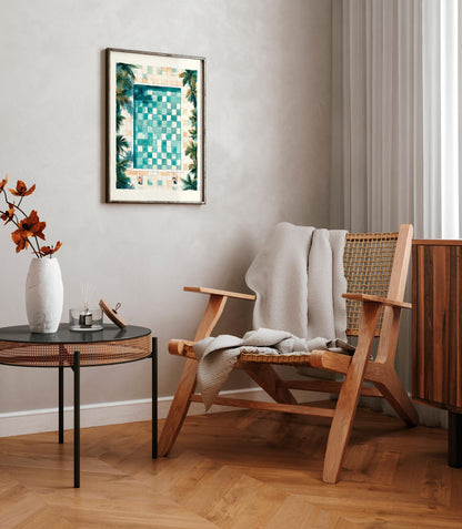 Chilling by the pool, Beachy room decor, Swimming pool poster, Coastal wall art, Beach house decor, Coconut girl print, Preppy dorm decor