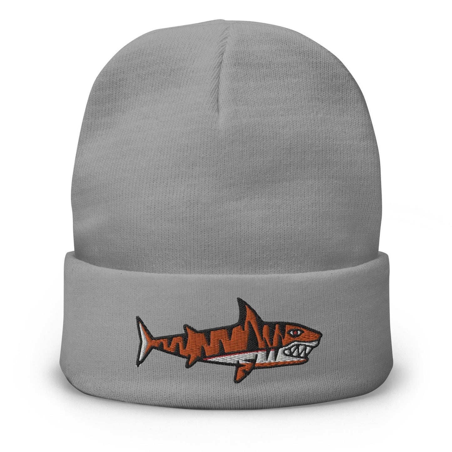 Tiger Shark, Traditional Tattoo Beanie, Tattoo Inspired Clothing, Embroidered Beanie, Skull Beanie, Shark Beanie, Tiger Beanie