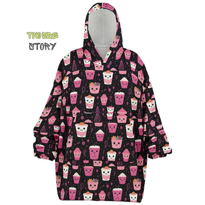Unisex Cute Kawaii Halloween Print Snug Hoodie,Printed Hooded Blanket with Sleeves, Lounge Wear, Novelty Gifts, Birthday Gift,Christmas Gift