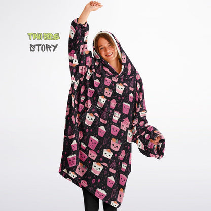 Unisex Cute Kawaii Halloween Print Snug Hoodie,Printed Hooded Blanket with Sleeves, Lounge Wear, Novelty Gifts, Birthday Gift,Christmas Gift